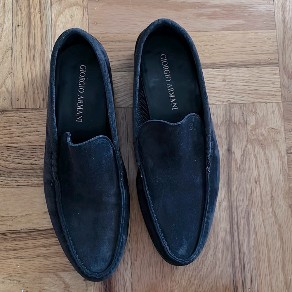 Giorgio Armani Blue Suede Loafers
